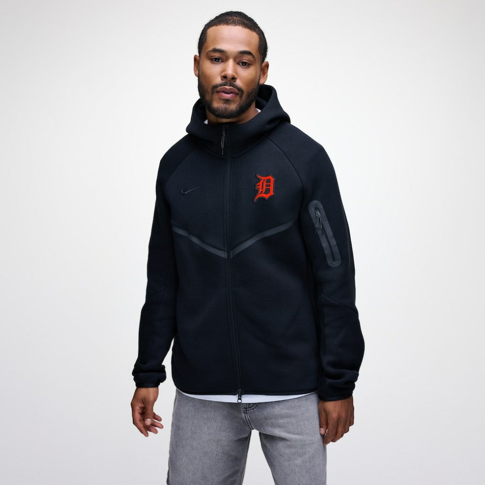 Detroit Tigers Tech Fleece Raglan Full-Zip Windrunner Hoodie - Black | Nike