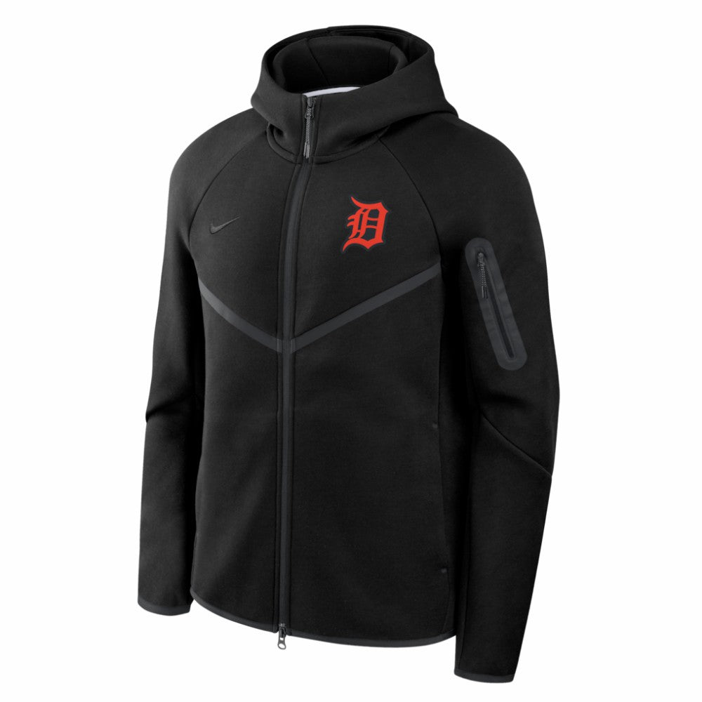 Detroit Tigers Tech Fleece Raglan Full-Zip Windrunner Hoodie - Black | Nike