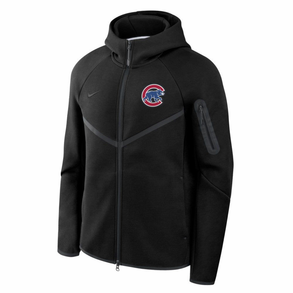 Chicago Cubs Tech Fleece Raglan Full-Zip Windrunner Hoodie - Black | Nike