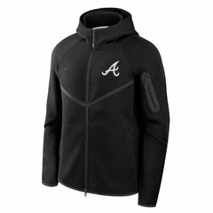 Atlanta Braves Tech Fleece Raglan Full-Zip Windrunner Hoodie - Black | Nike