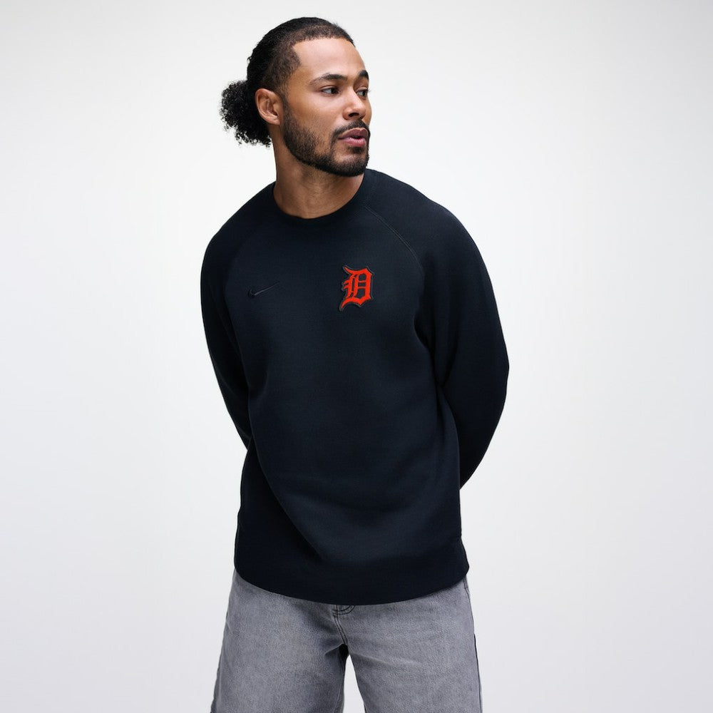 Detroit Tigers Tech Fleece Raglan Sweatshirt - Black | Nike