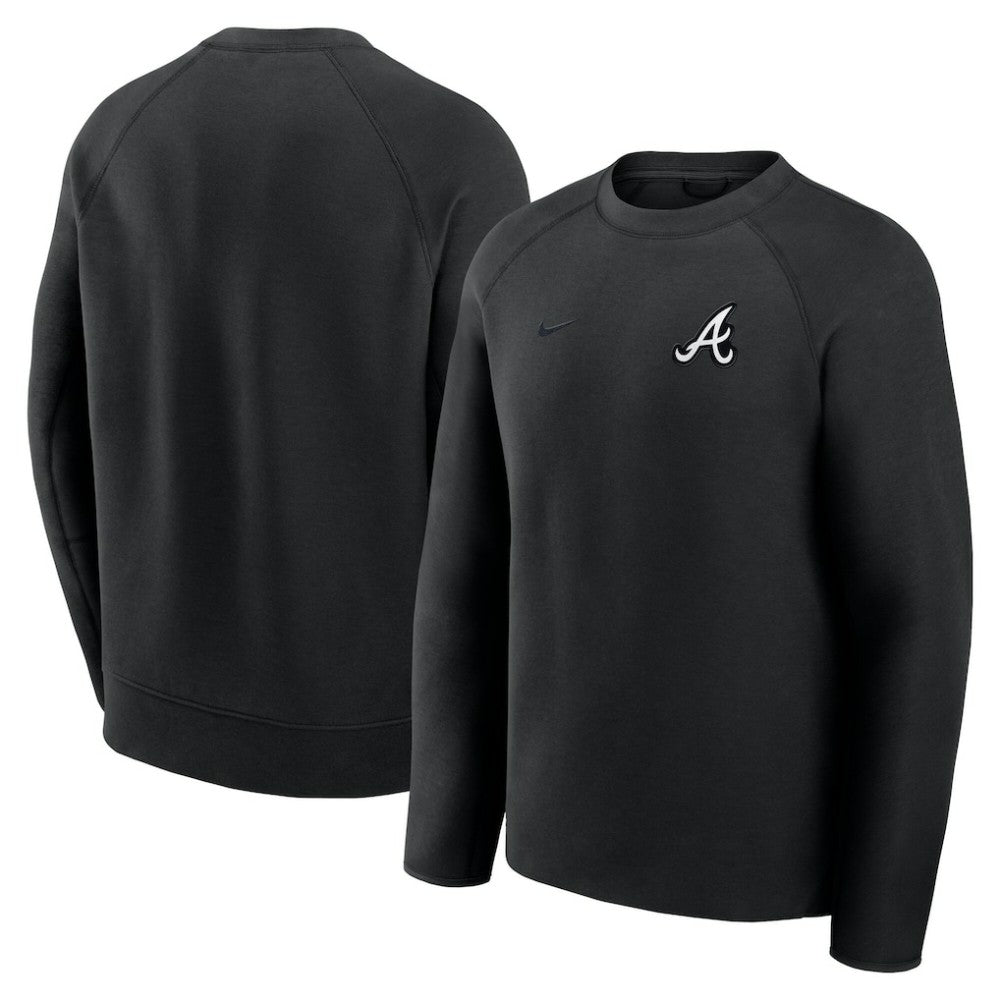 Atlanta Braves Tech Fleece Raglan Sweatshirt - Black | Nike