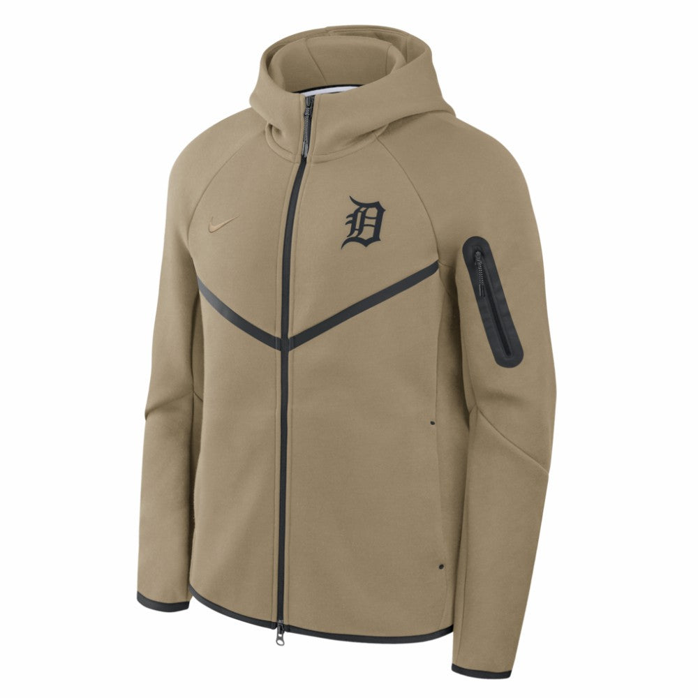 Detroit Tigers Tech Fleece Raglan Full-Zip Windrunner Hoodie - Tan | Nike