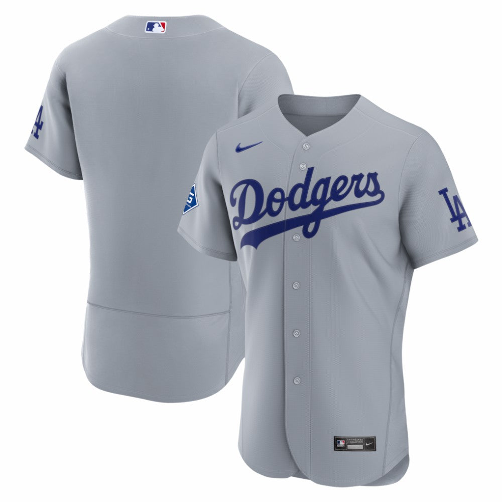 Los Angeles Dodgers Road Sponsor Patch Authentic Jersey - Gray | Nike