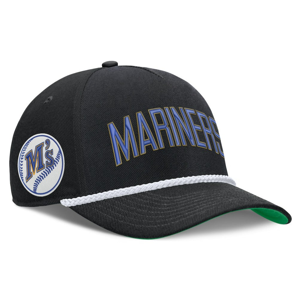 Seattle Mariners Cooperstown Collection Rise Adjustable Hat - Black | Nike