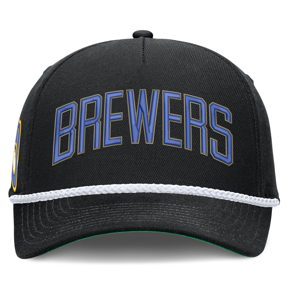 Milwaukee Brewers Cooperstown Collection Rise Adjustable Hat - Black | Nike