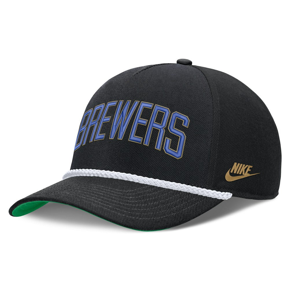 Milwaukee Brewers Cooperstown Collection Rise Adjustable Hat - Black | Nike