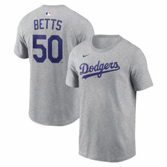 Mookie Betts Los Angeles Dodgers Name & Number T-Shirt - Heather Gray | Nike