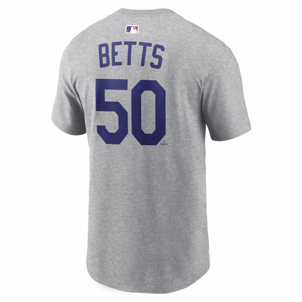 Mookie Betts Los Angeles Dodgers Name & Number T-Shirt - Heather Gray | Nike
