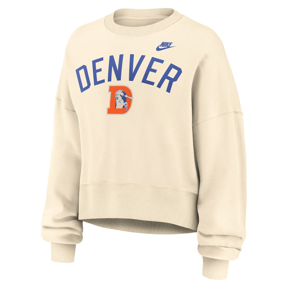 NFL Denver Broncos Women's Oversized High Hip Legacy Arch Phoenix Fleece Sweatshirt