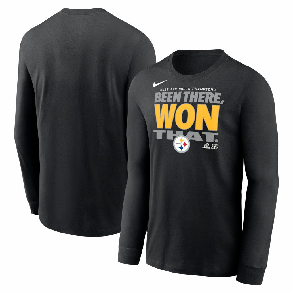 NFL Pittsburgh Steelers 2025 AFC North Division Champions Locker Room Trophy Collection Long Sleeve T-Shirt