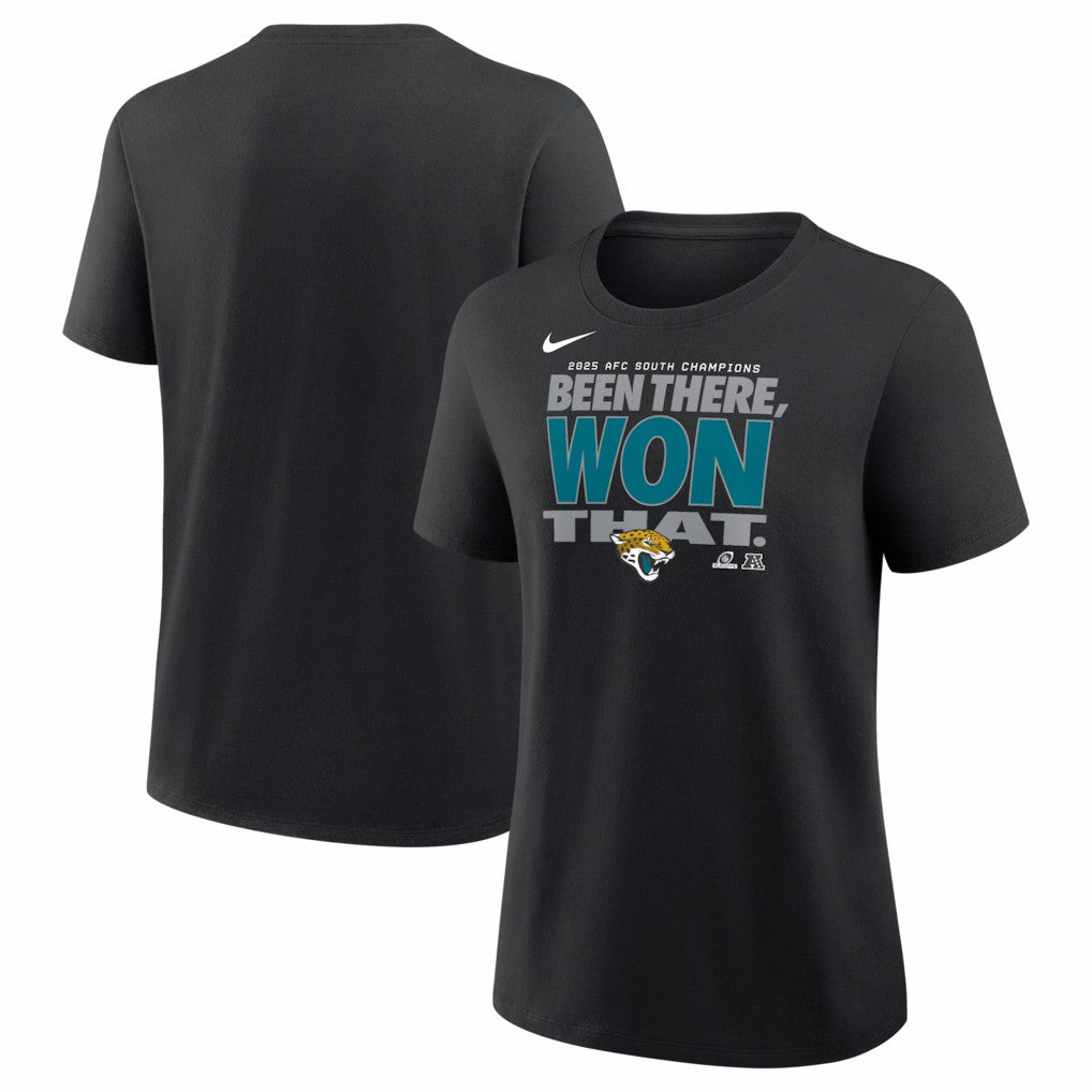 NFL Jacksonville Jaguars Women's 2025 AFC South Division Champions Locker Room Trophy Collection T-Shirt