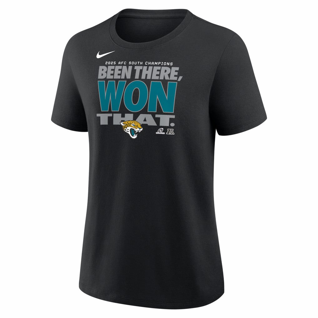 NFL Jacksonville Jaguars Women's 2025 AFC South Division Champions Locker Room Trophy Collection T-Shirt