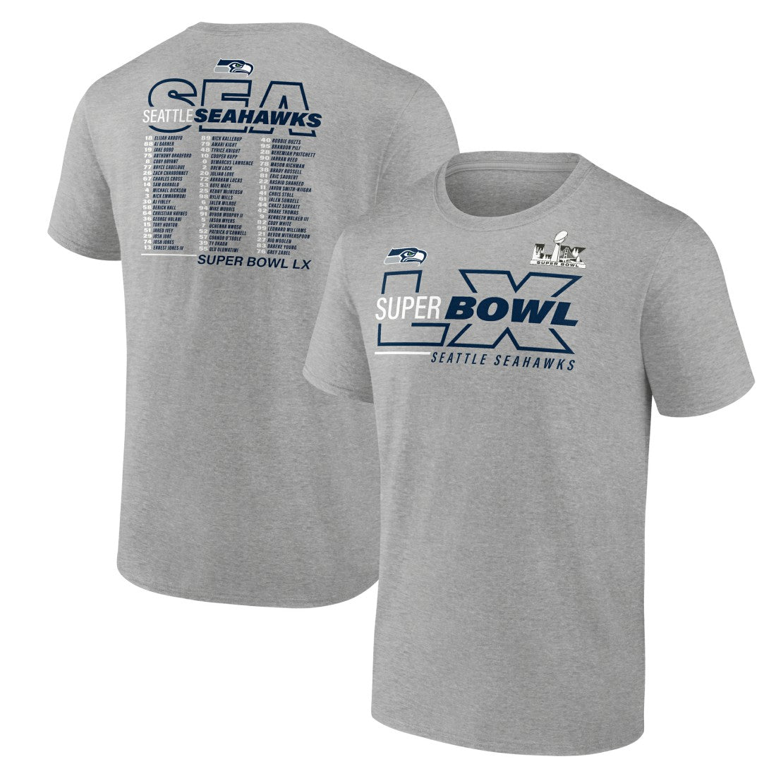 NFL Seattle Seahawks Super Bowl LX Roster T-Shirt