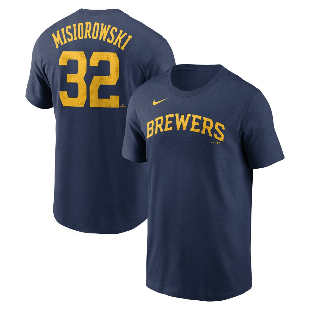 Jacob Misiorowski Milwaukee Brewers Fuse Name & Number T-Shirt - Navy | Nike