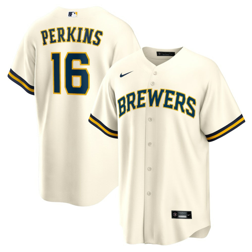 Blake Perkins Milwaukee Brewers Home Replica Jersey - Cream | Nike