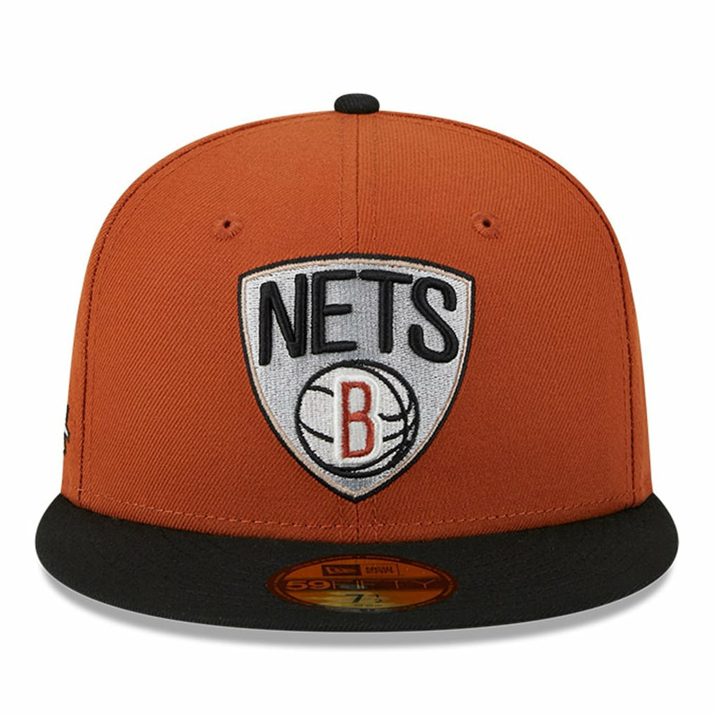 Brooklyn Nets Two-Tone 59FIFTY Fitted Hat - Rust/Black | New Era cheap