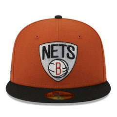 Brooklyn Nets Two-Tone 59FIFTY Fitted Hat - Rust/Black | New Era cheap
