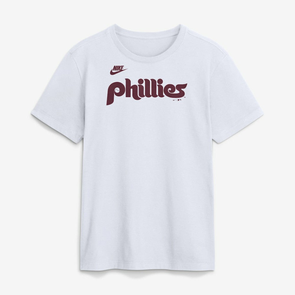 Philadelphia Phillies Cooperstown Collection Wordmark T-Shirt - White | Nike