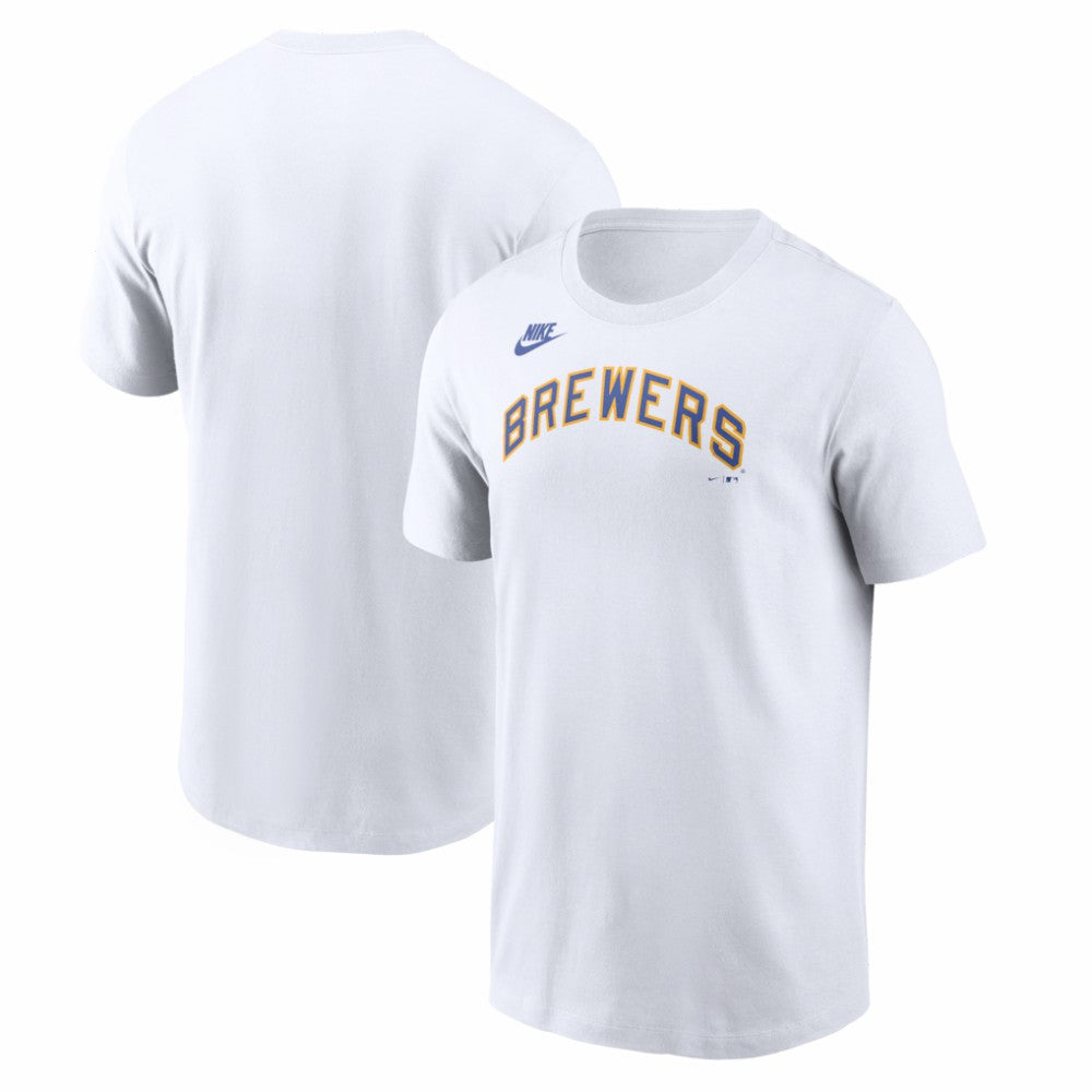 Milwaukee Brewers Cooperstown Collection Wordmark T-Shirt - White | Nike