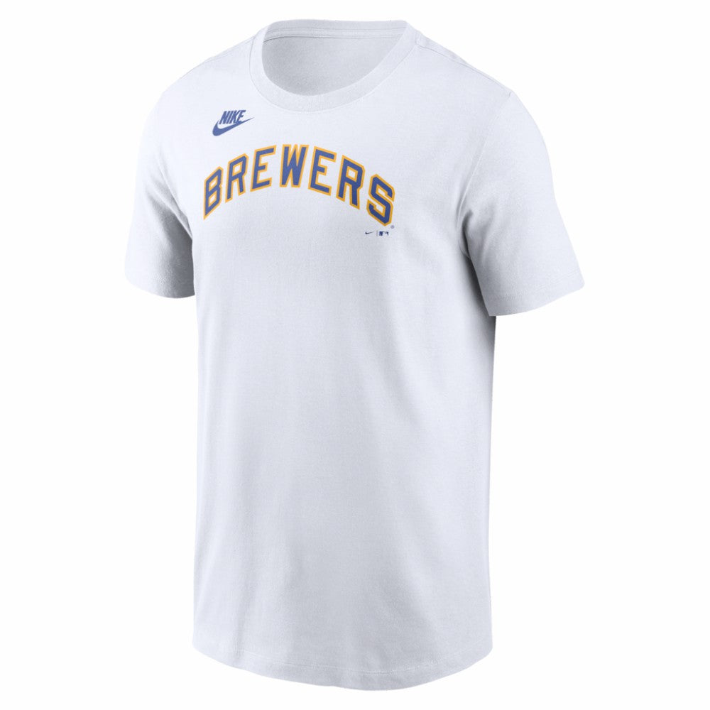 Milwaukee Brewers Cooperstown Collection Wordmark T-Shirt - White | Nike