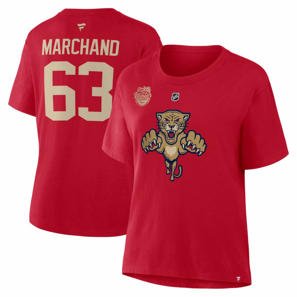 Brad Marchand Florida Panthers Fanatics Women's 2026 NHL Winter Classic Authentic Stack Name & Number T-Shirt