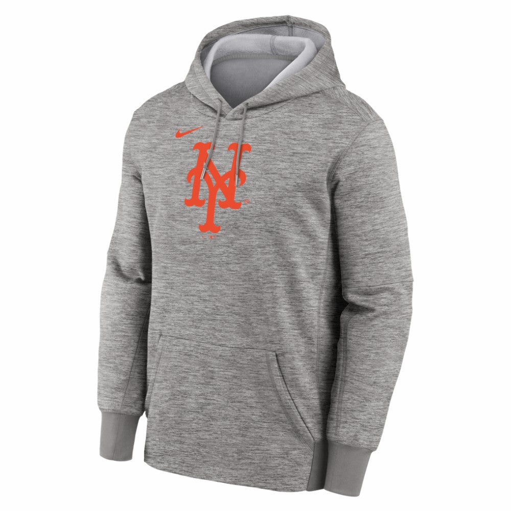 New York Mets Primary Logo Therma Hoodie - Heather Gray | Nike