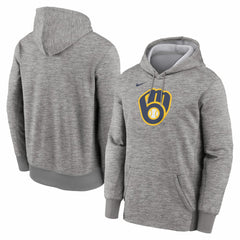 Milwaukee Brewers Primary Logo Therma Hoodie - Heather Gray | Nike