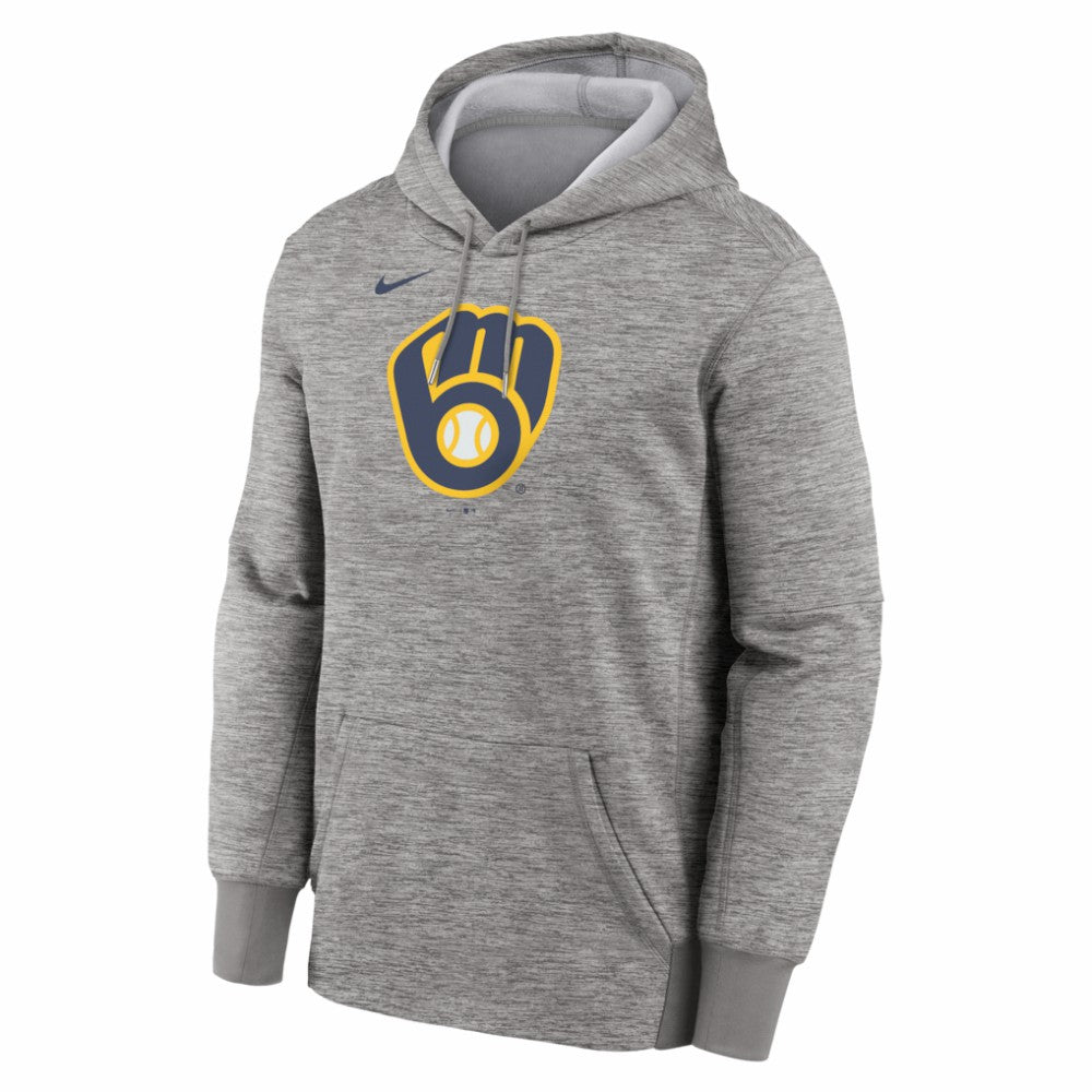 Milwaukee Brewers Primary Logo Therma Hoodie - Heather Gray | Nike