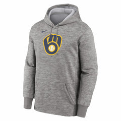 Milwaukee Brewers Primary Logo Therma Hoodie - Heather Gray | Nike