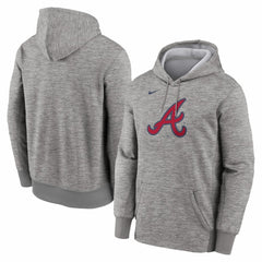 Atlanta Braves Primary Logo Therma Hoodie - Heather Gray | Nike