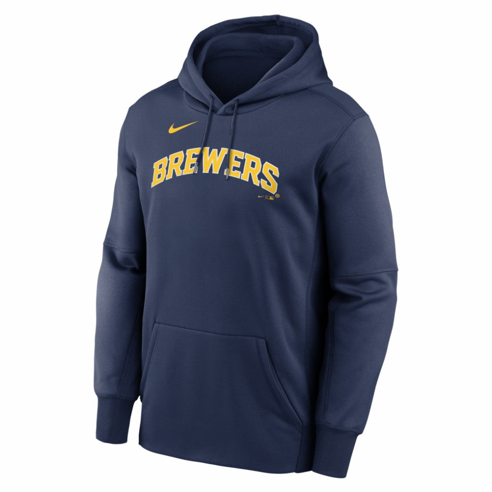 Milwaukee Brewers Primary Wordmark Therma Hoodie - Navy | Nike