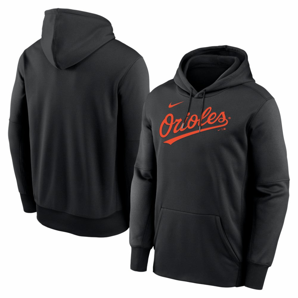 Baltimore Orioles Primary Wordmark Therma Hoodie - Black | Nike
