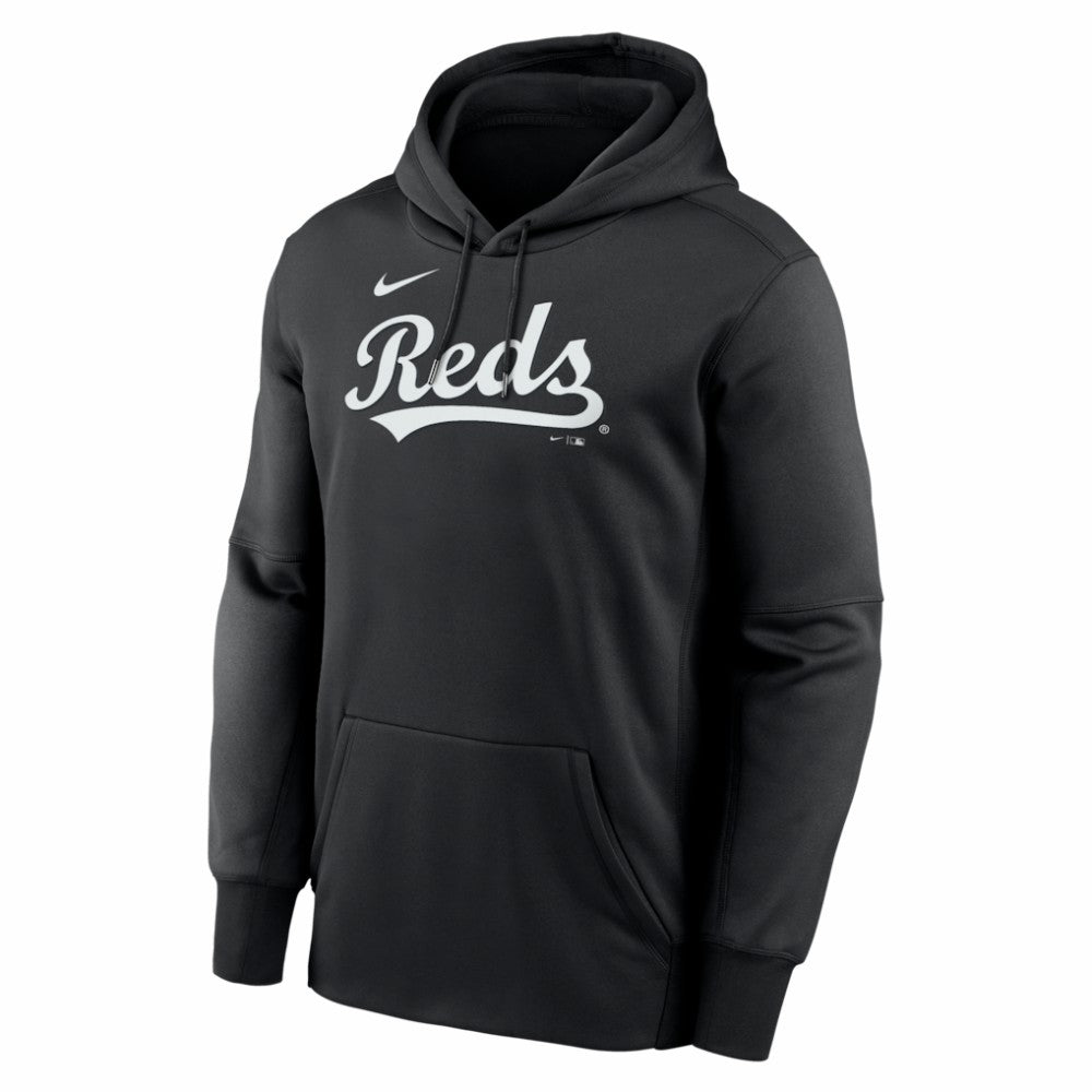 Cincinnati Reds Primary Wordmark Therma Hoodie - Black | Nike