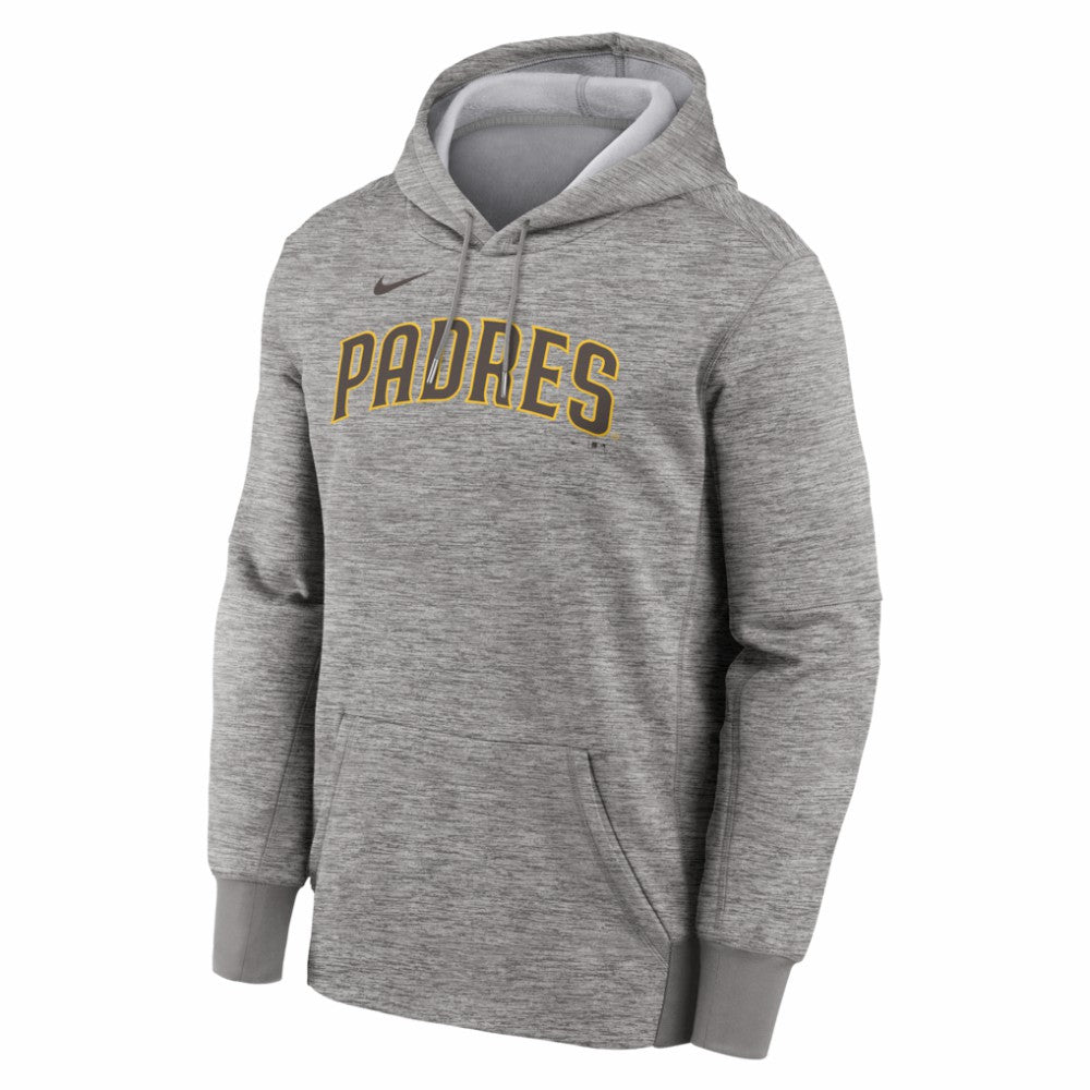 San Diego Padres Primary Wordmark Therma Hoodie - Heather Gray | Nike