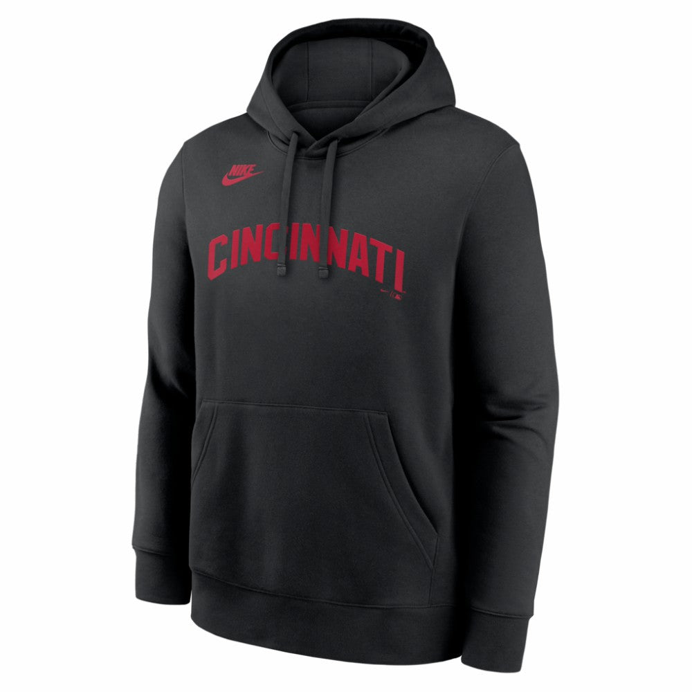 Cincinnati Reds Cooperstown Collection Wordmark Club Hoodie - Black | Nike