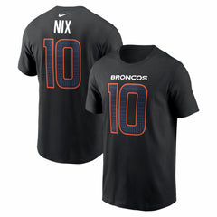 NFL Denver Broncos Bo Nix  Carbon Name & Number T-Shirt