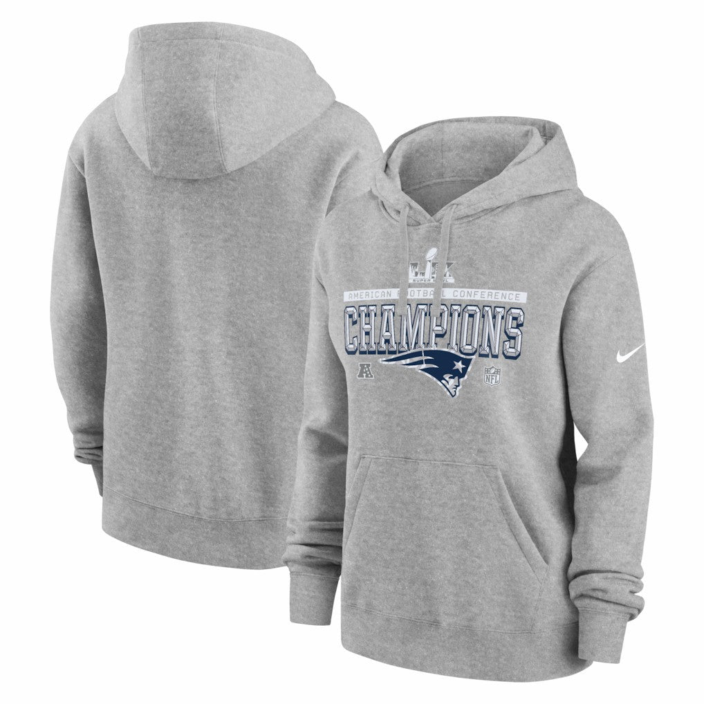 NFL New England Patriots Women's 2025 AFC Champions Locker Room Trophy Collection Club Fleece Hoodie