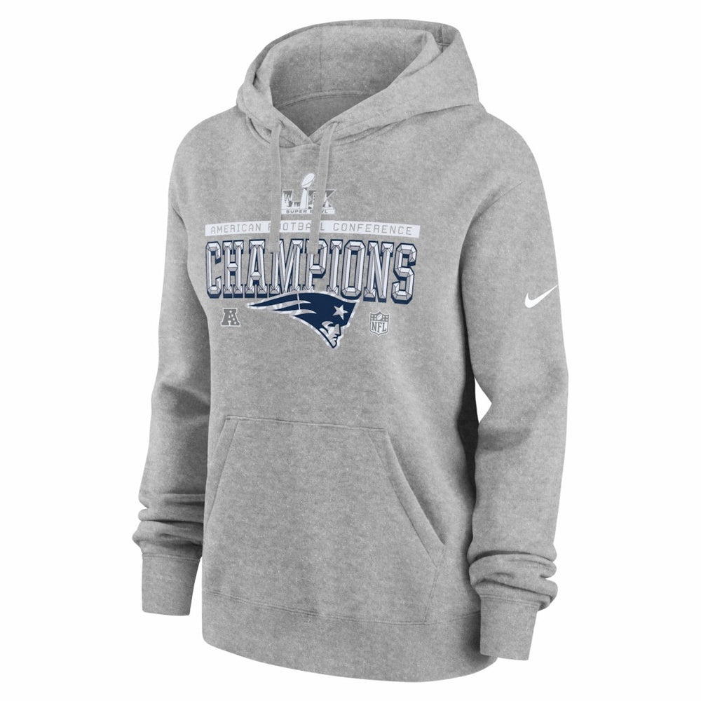NFL New England Patriots Women's 2025 AFC Champions Locker Room Trophy Collection Club Fleece Hoodie