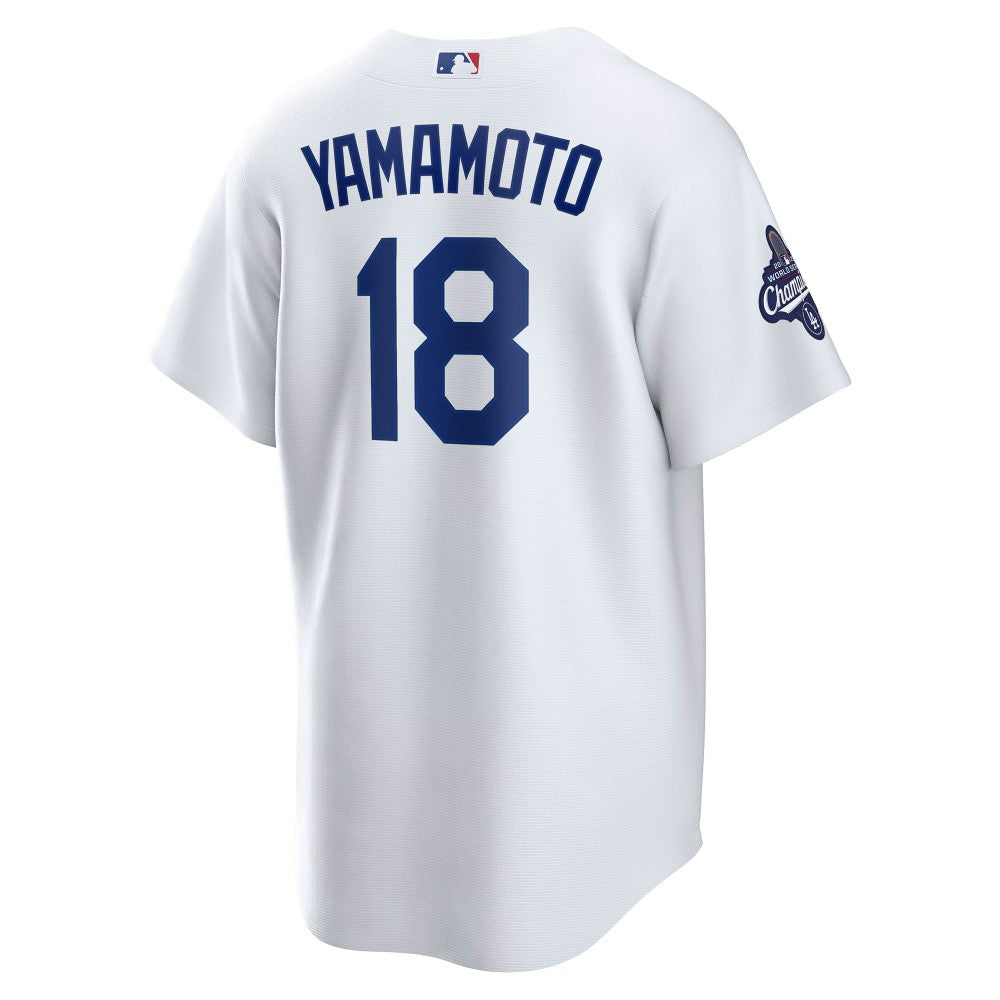 Yoshinobu Yamamoto Los Angeles Dodgers 2025 World Series Champions Home Replica Jersey - White | Nike