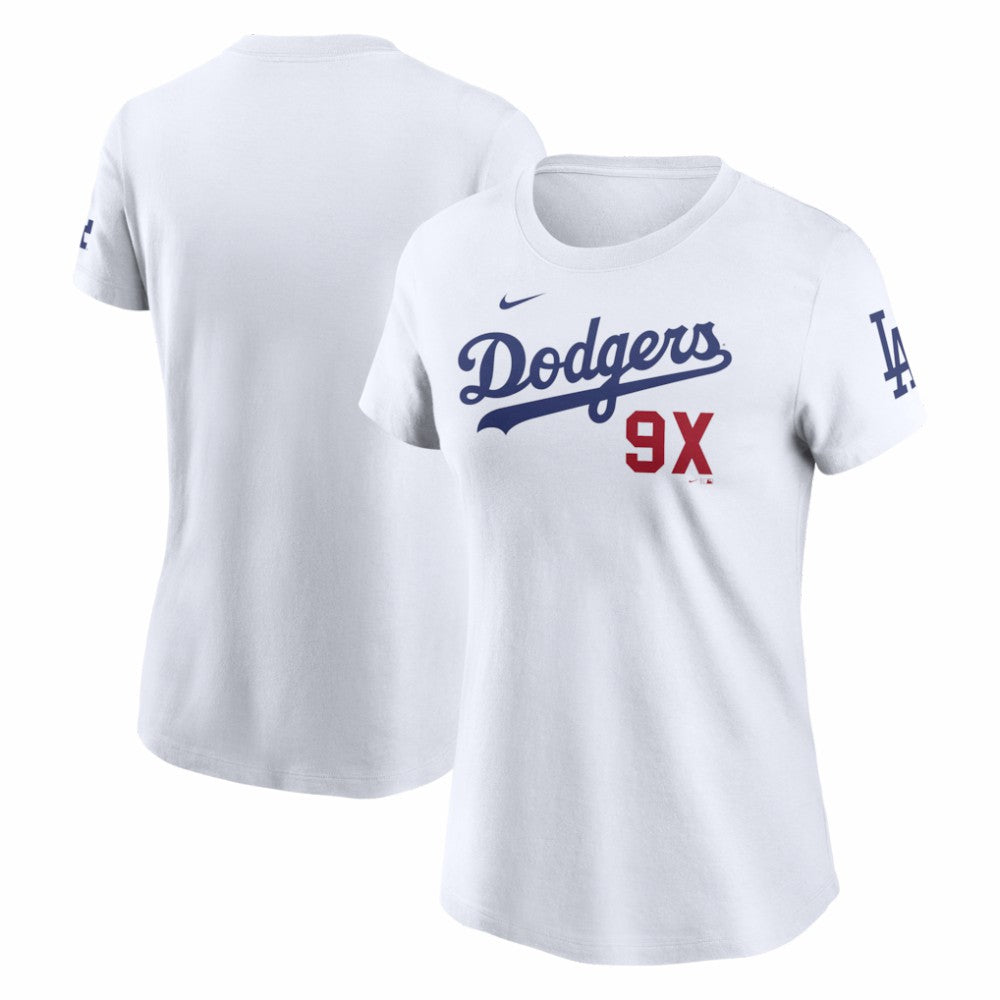 Los Angeles Dodgers Women's 9X Champions T-Shirt - White | Nike