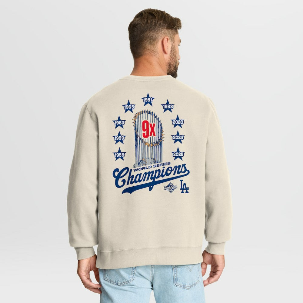 Los Angeles Dodgers 9x Champs Crewneck Sweatshirt - Tan