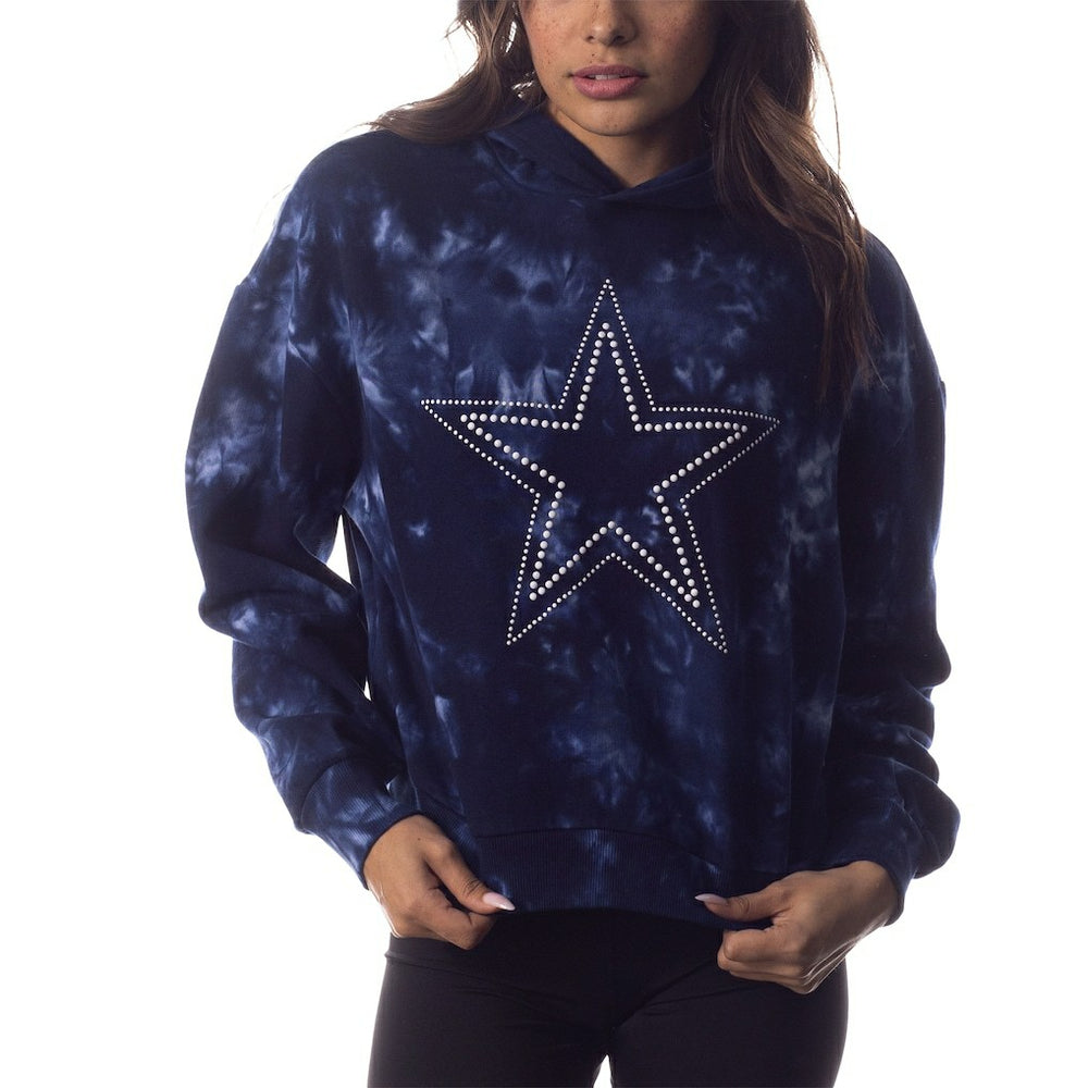 NFL Dallas Cowboys The Wild Collective Women's Tie-Dye Cropped Pullover Hoodie