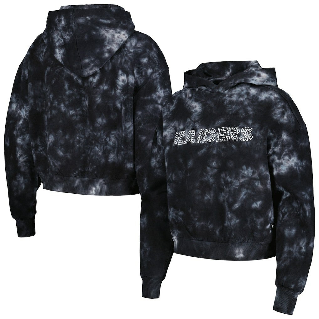 NFL Las Vegas Raiders The Wild Collective Women's Tie-Dye Cropped Pullover Hoodie