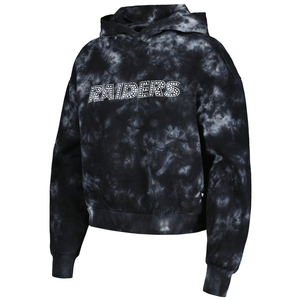 NFL Las Vegas Raiders The Wild Collective Women's Tie-Dye Cropped Pullover Hoodie