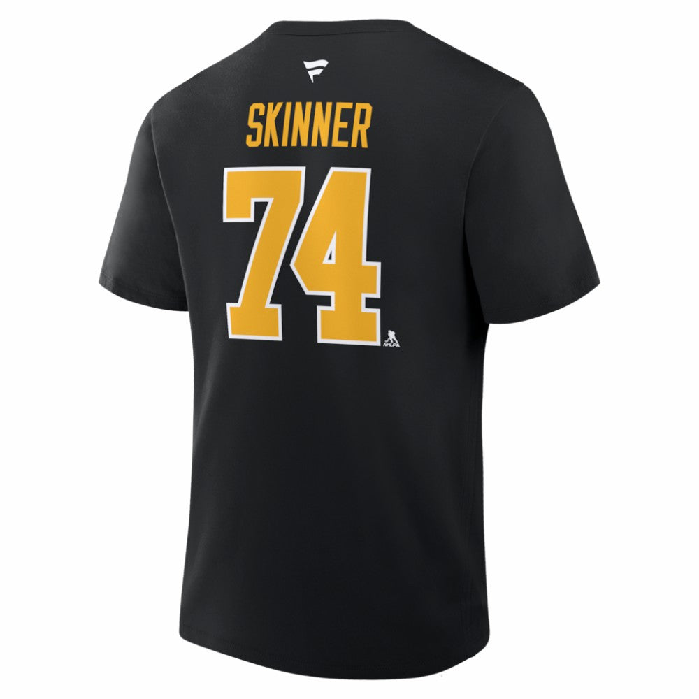Stuart Skinner Pittsburgh Penguins Fanatics Authentic Stack Name & Number T-Shirt