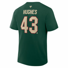 Quinn Hughes Minnesota Wild Fanatics Authentic Stack Name & Number T-Shirt