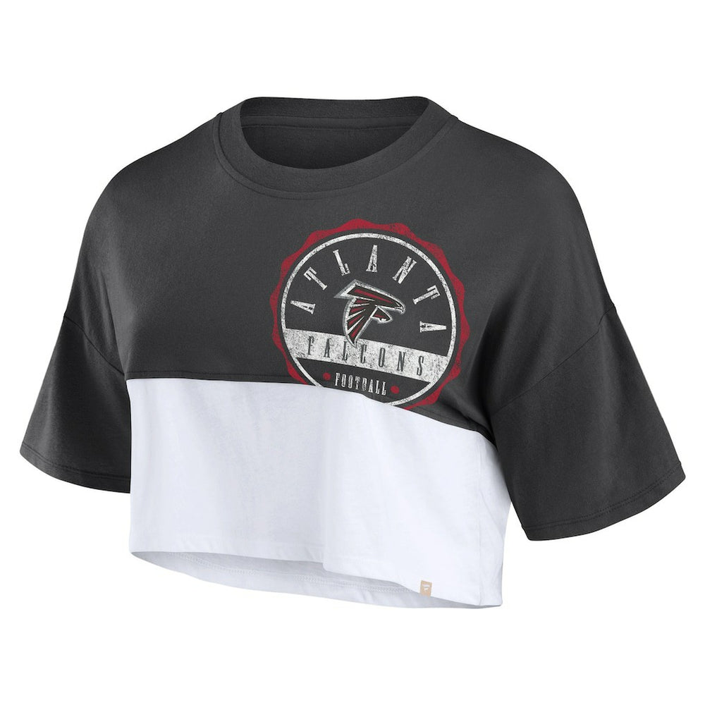 NFL Atlanta Falcons Women's Boxy Color Split Cropped T-Shirt