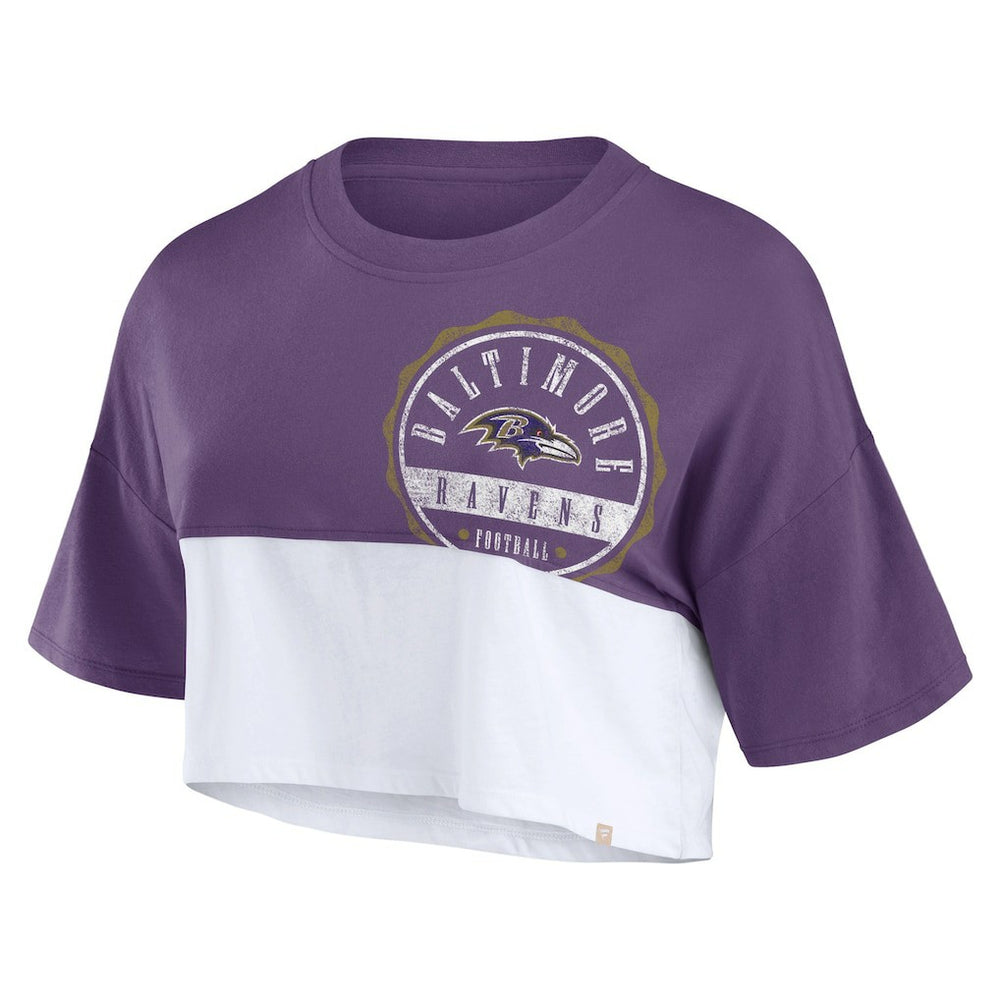 NFL Baltimore Ravens Women's Boxy Color Split Cropped T-Shirt
