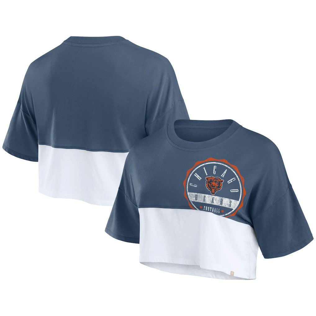 NFL Chicago Bears Women's Boxy Color Split Cropped T-Shirt